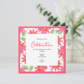 Invitation Aquarelle rose corail Motif marguerite 2 (Debout devant)