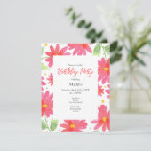 Invitation Aquarelle rose corail Motif marguerite 2 (Debout devant)