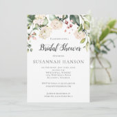 Invitation Aquarelle rose crème Fête des mariées florale (Debout devant)