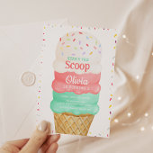 Invitation Aquarelle rose crème glacée 1er anniversaire