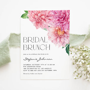 Invitation Aquarelle rose Dahlia Fleur Printemps Brunch nupti