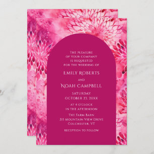 Invitation Aquarelle rose Dahlia Floral Mariage élégant