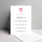 Invitation Aquarelle rose dainty Bow 16e anniversaire