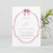 Invitation Aquarelle Rose Dainty Bow 18e anniversaire (Debout devant)