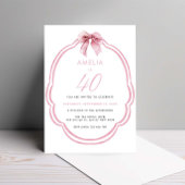Invitation Aquarelle Rose Dainty Bow 40e anniversaire