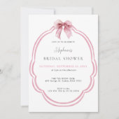 Invitation Aquarelle rose Dainty Bow Fête des mariées de ruba (Devant)