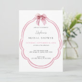 Invitation Aquarelle rose Dainty Bow Fête des mariées de ruba (Debout devant)