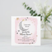 Invitation Aquarelle rose de lune et étoile (Debout devant)