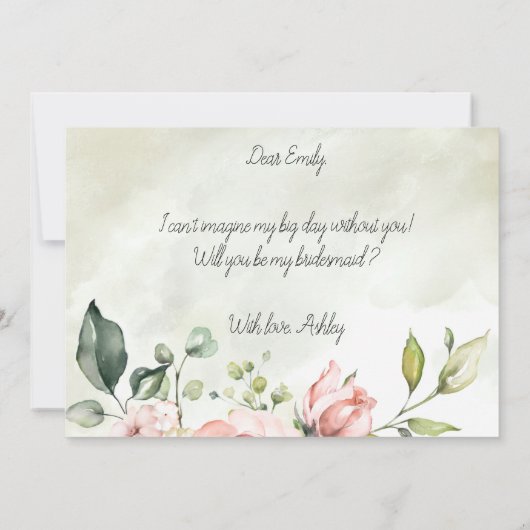 Invitation Aquarelle rose de Peachy Script Bridesmaid (Dos)