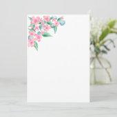 Invitation Aquarelle rose Design floral (Debout devant)