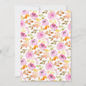 Invitation Aquarelle rose d'été Fête des mariées à script flo (Dos)
