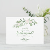 Invitation Aquarelle Rose d'ivoire Mariage Sois ma demoiselle (Debout devant)