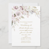 Invitation Aquarelle rose douce Élégante Mariage florale (Devant)