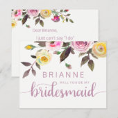 Invitation Aquarelle Rose Douce Serez-Vous Ma Femme D'Accueil (Devant / Derrière)