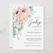 Invitation Aquarelle rose doux Baby shower floral fille (Devant)
