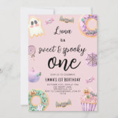 Invitation Aquarelle rose doux et Éffrayant anniversaire (Devant)