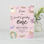 Invitation Aquarelle rose doux et Éffrayant anniversaire (Debout devant)