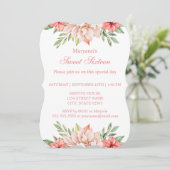 Invitation Aquarelle rose élégant Floral Sweet 16 (Debout devant)