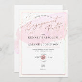 Invitation Aquarelle rose Élégant Jeu d'engagement Script (Devant / Derrière)