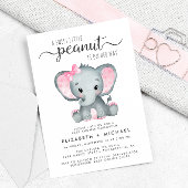 Invitation Aquarelle rose éléphant Bébé Fille Couples Douche