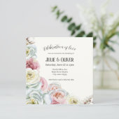 Invitation Aquarelle rose en rose pâle, Mariage blanc crème (Debout devant)