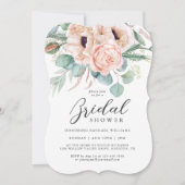 Invitation Aquarelle rose et beige Fête des mariées florale (Devant)