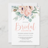 Invitation Aquarelle rose et beige Fête des mariées florale (Devant)