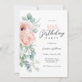 Invitation Aquarelle rose et beige Floral 40e anniversaire (Devant)