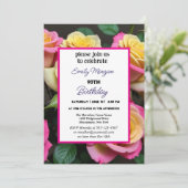 Invitation Aquarelle rose et beige Floral 90e anniversaire (Debout devant)