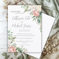 Aquarelle rose et blanc Mariage floral