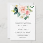 Invitation Aquarelle rose et blanc pâle Mariage floral (Devant)