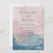Invitation Aquarelle rose et bleu (Devant)