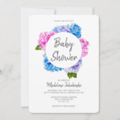 Invitation Aquarelle rose et bleu Baby shower de couronnes fl (Devant)