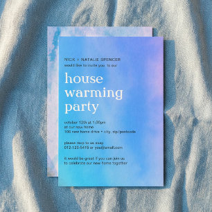 Invitation Aquarelle rose et bleu Chambre de chauffe Invit