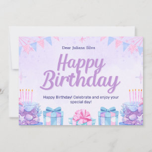 Invitation Aquarelle rose et bleu clair