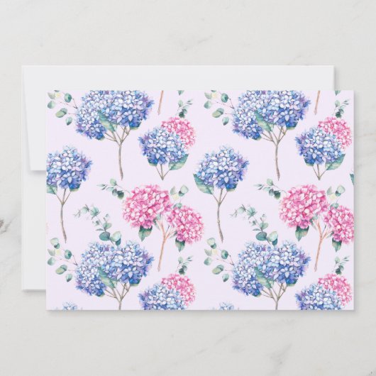 Invitation Aquarelle rose et bleu Hydrangeas (Dos)