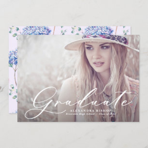 Invitation Aquarelle rose et bleu Hydrangeas