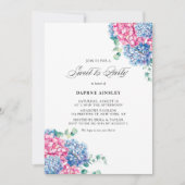 Invitation Aquarelle rose et bleu Hydrangeas Sweet sixteen (Devant)