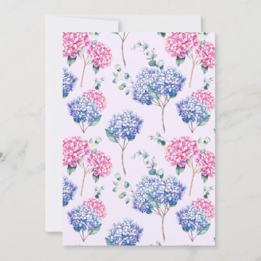 Invitation Aquarelle rose et bleu Hydrangée Confirmation (Dos)