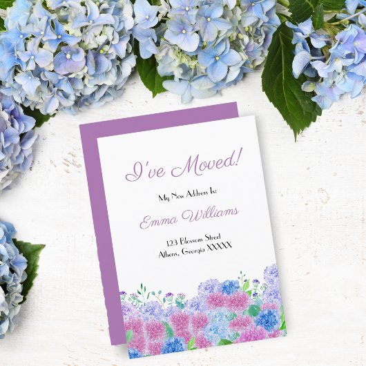 Invitation Aquarelle rose et bleu Hydrangée que j'ai déplacée