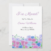 Invitation Aquarelle rose et bleu Hydrangée que j'ai déplacée (Devant)