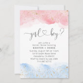 Invitation Aquarelle rose et bleu Révélation de genre (Devant)