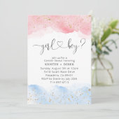 Invitation Aquarelle rose et bleu Révélation de genre (Debout devant)