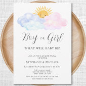 Invitation Aquarelle rose et bleu Révélation de genre