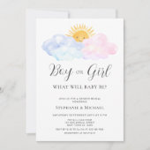 Invitation Aquarelle rose et bleu Révélation de genre (Devant)