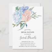 Invitation Aquarelle rose et bleu roux Fête des mariées flora (Devant)