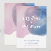 Invitation aquarelle rose et bleue (Devant / Derrière)
