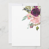 Invitation Aquarelle rose et bouquet bordeaux Mariage (Dos)