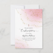 Invitation Aquarelle rose et confirmation de parties scintill (Devant)