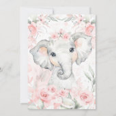 Invitation Aquarelle rose et gris Eléphant Baby shower fille (Dos)